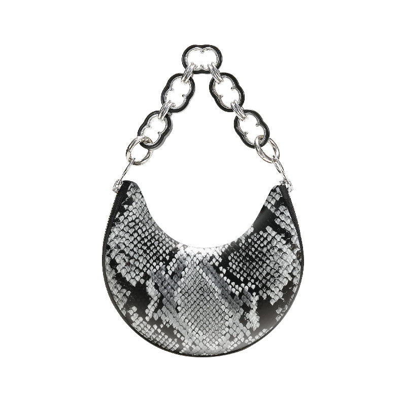 HALF MOON LARGE Black Snakeskin